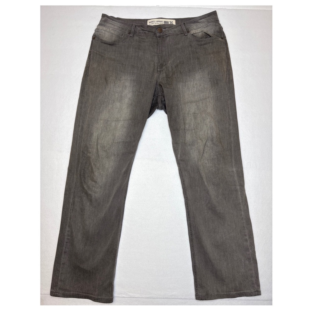 Barbell Apparel Mens Jeans Straight Leg Athletic Fit Size 36 Grey
